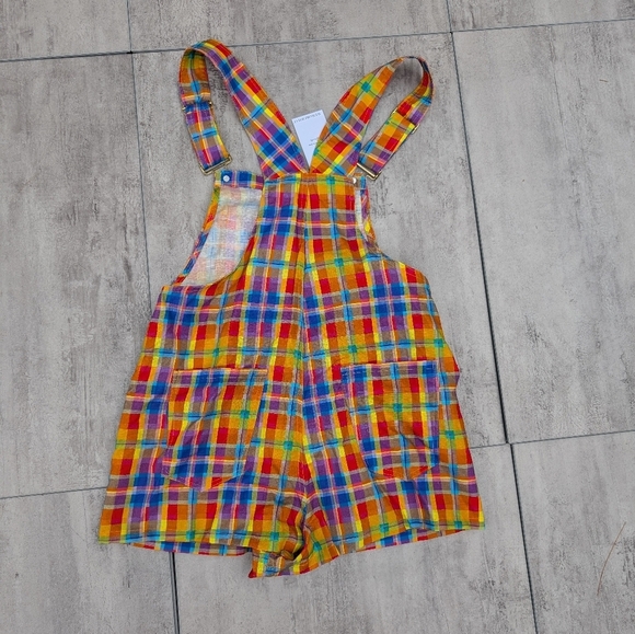 WeWoreWhat Women's Rainbow Plaid Overall Shorts Size XS NWT - Picture 9 of 9
